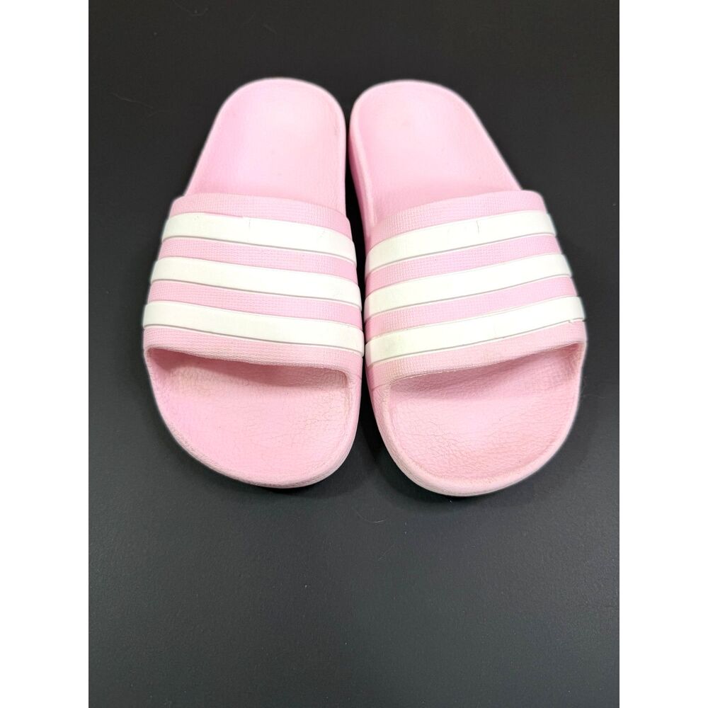 Adidas Adilette Pink White 3-Stripe Slide Sandals Girls Kids Size 13k